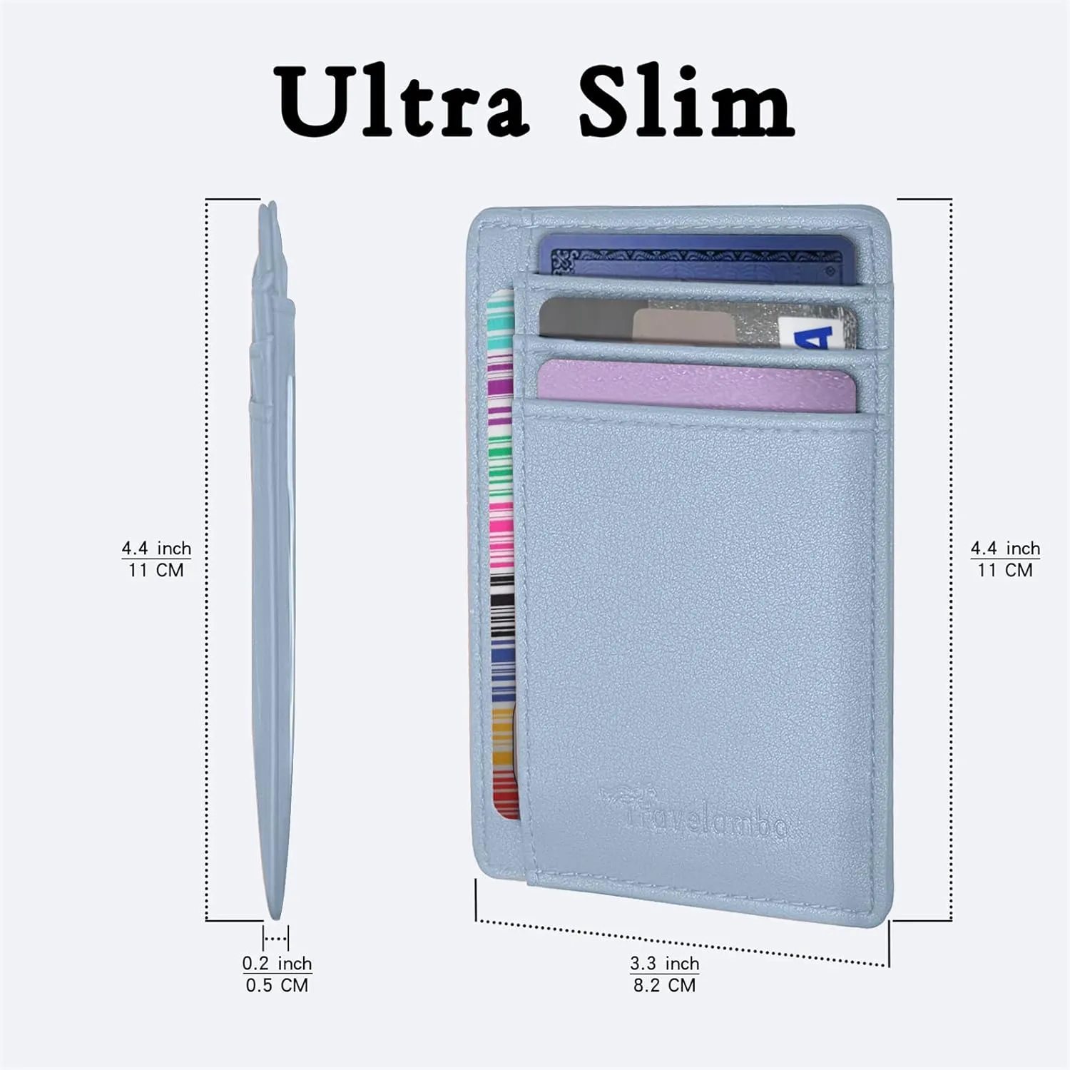 Travelambo Front Pocket Minimalist Leather Slim Wallet RFID Blocking Medium Size