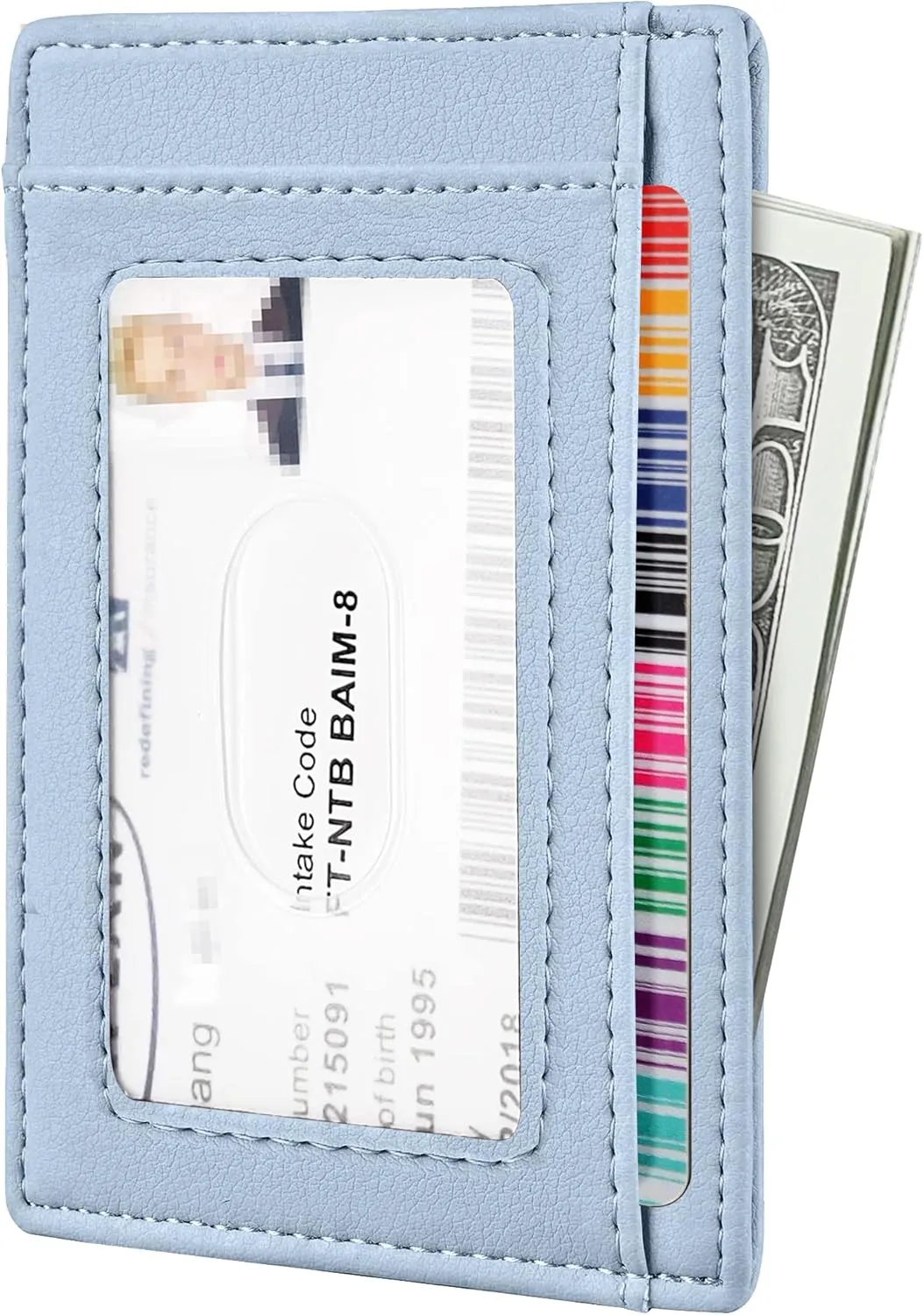 Travelambo Front Pocket Minimalist Leather Slim Wallet RFID Blocking Medium Size