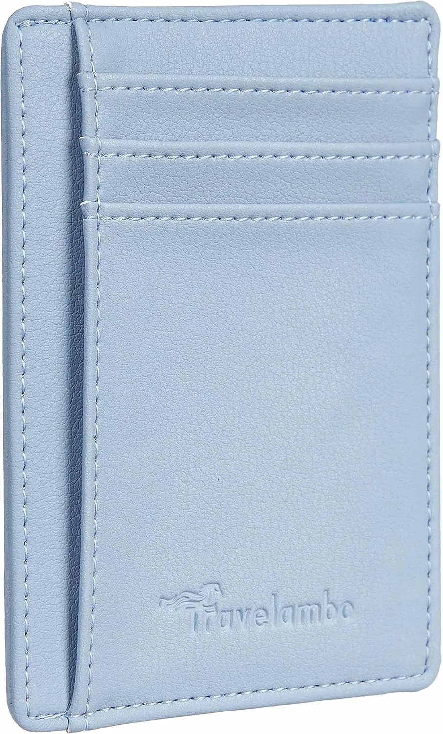 Travelambo Front Pocket Minimalist Leather Slim Wallet RFID Blocking Medium Size
