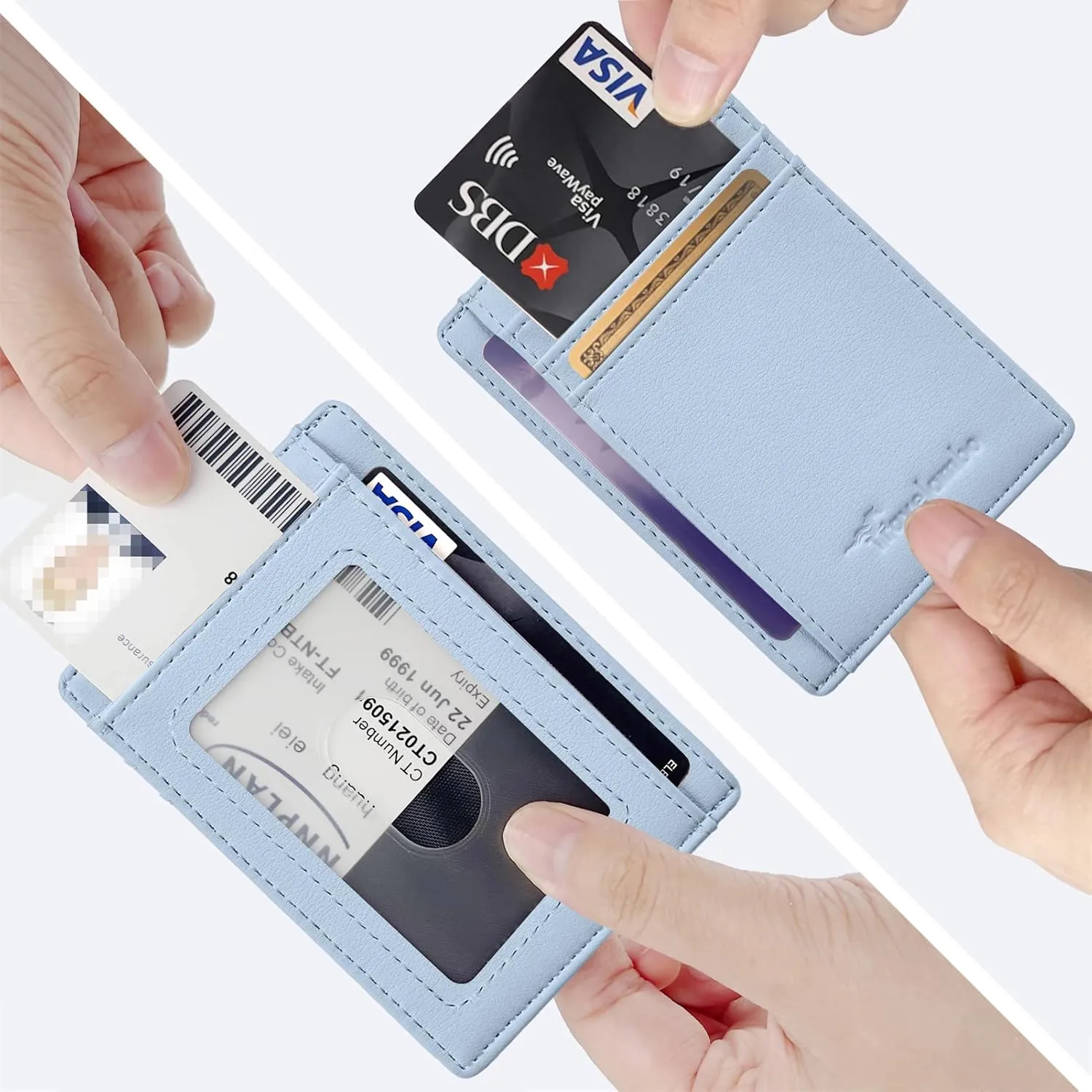 Travelambo Front Pocket Minimalist Leather Slim Wallet RFID Blocking Medium Size