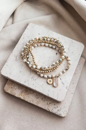 Under My Spell Mixed Beaded Bracelet Set (Moss)