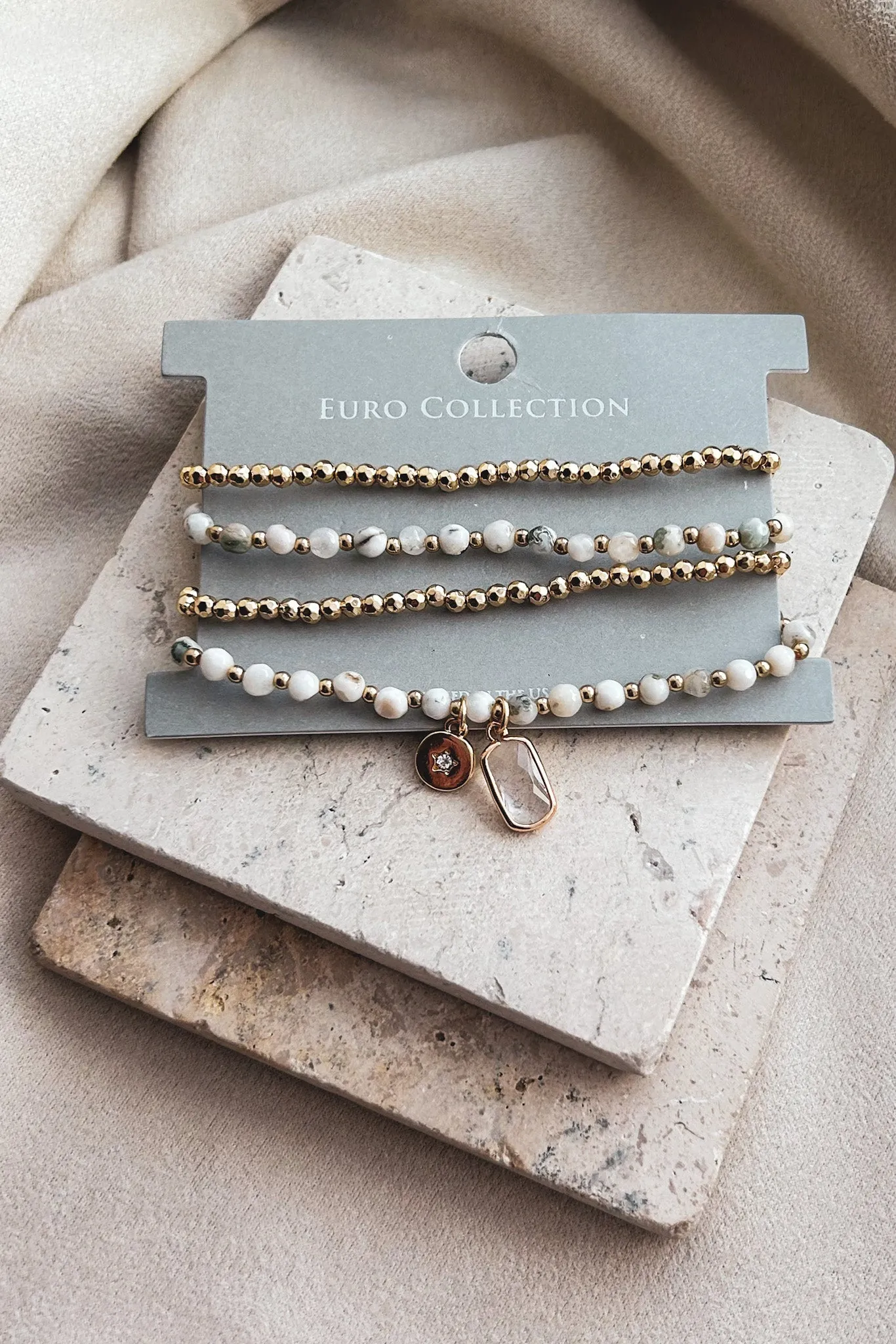 Under My Spell Mixed Beaded Bracelet Set (Moss)