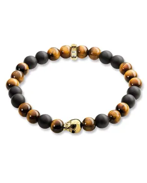 Unisex Bracelet Brown Skull Gold