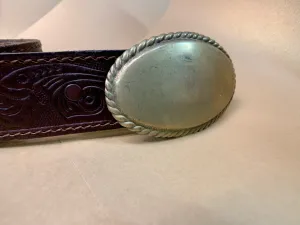 Vintage Floral Leather Tooled Belt