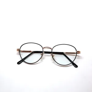 Vintage Small Sized 90s Circular Clear Lens Metal Framed Specs - Black