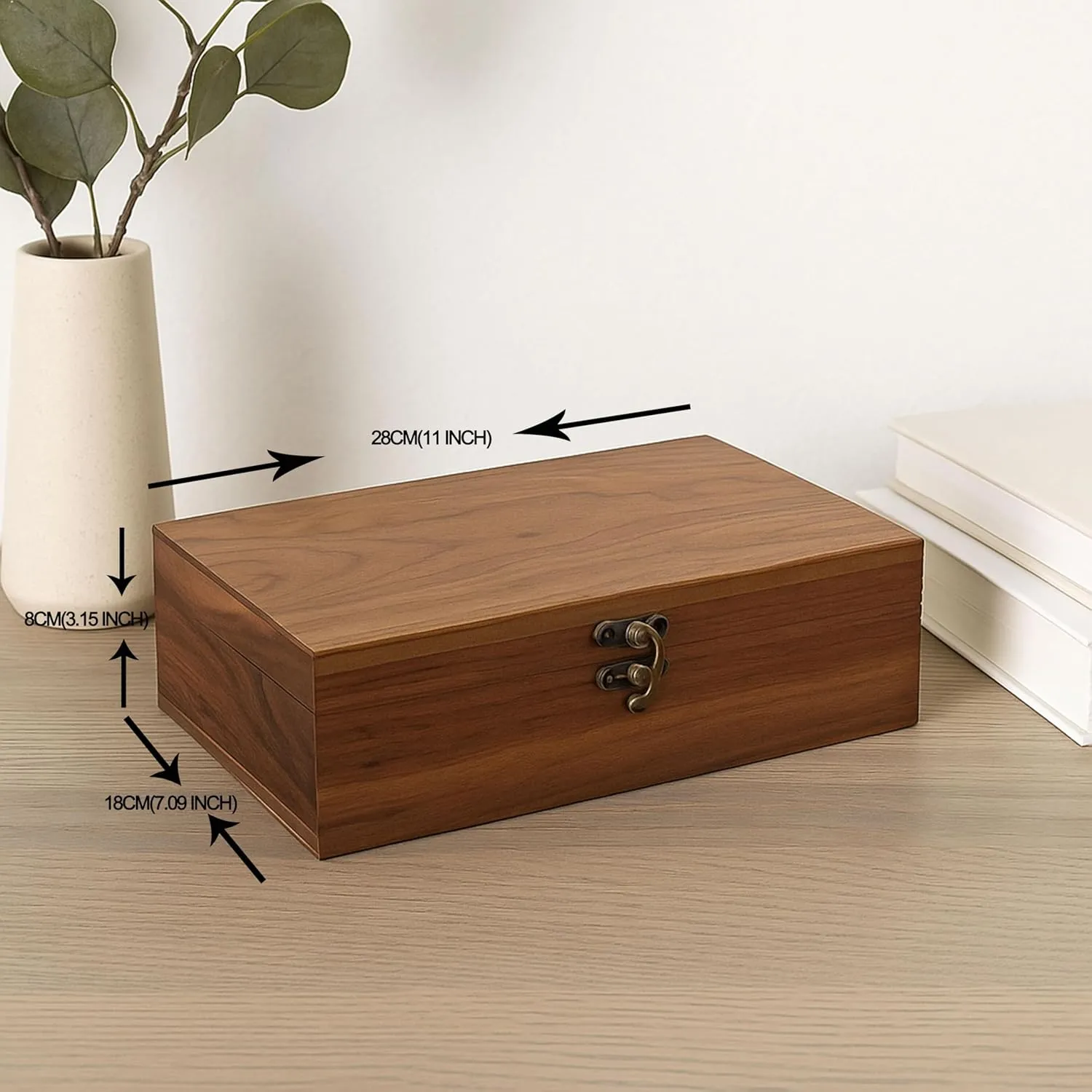 Walnut Wood Storage Box ??Handcrafted Organizer for Jewelry, Watches, Keepsakes??11"x7"x3.1" Multipurpose Storage Box