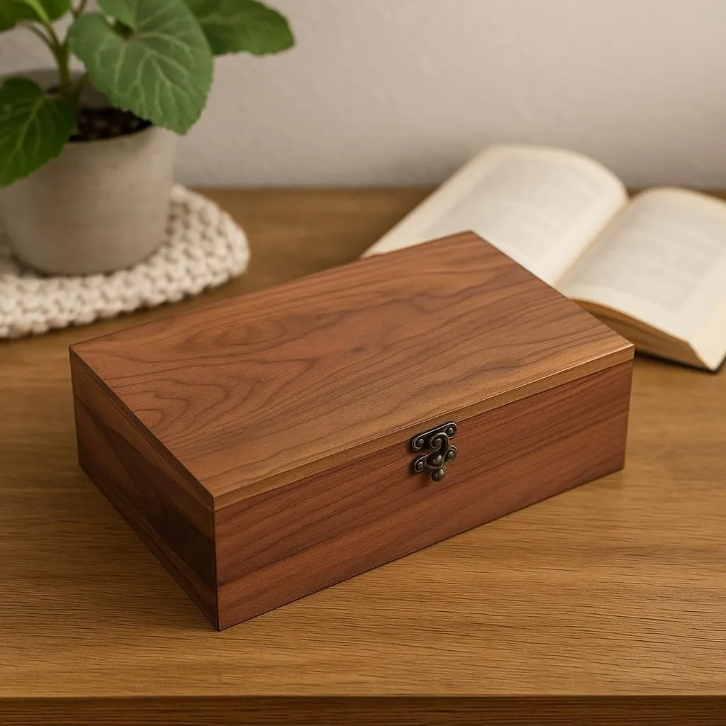 Walnut Wood Storage Box ??Handcrafted Organizer for Jewelry, Watches, Keepsakes??11"x7"x3.1" Multipurpose Storage Box
