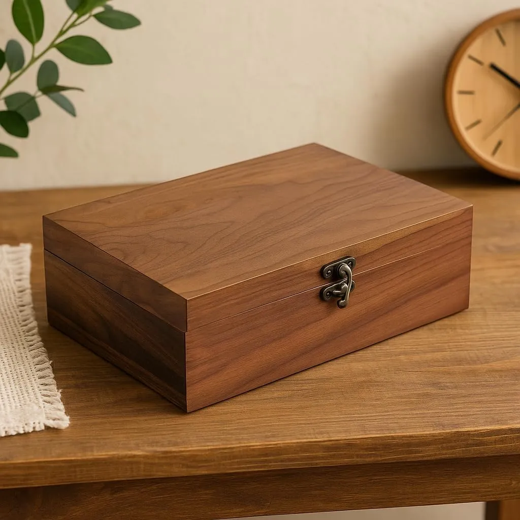 Walnut Wood Storage Box ??Handcrafted Organizer for Jewelry, Watches, Keepsakes??11"x7"x3.1" Multipurpose Storage Box