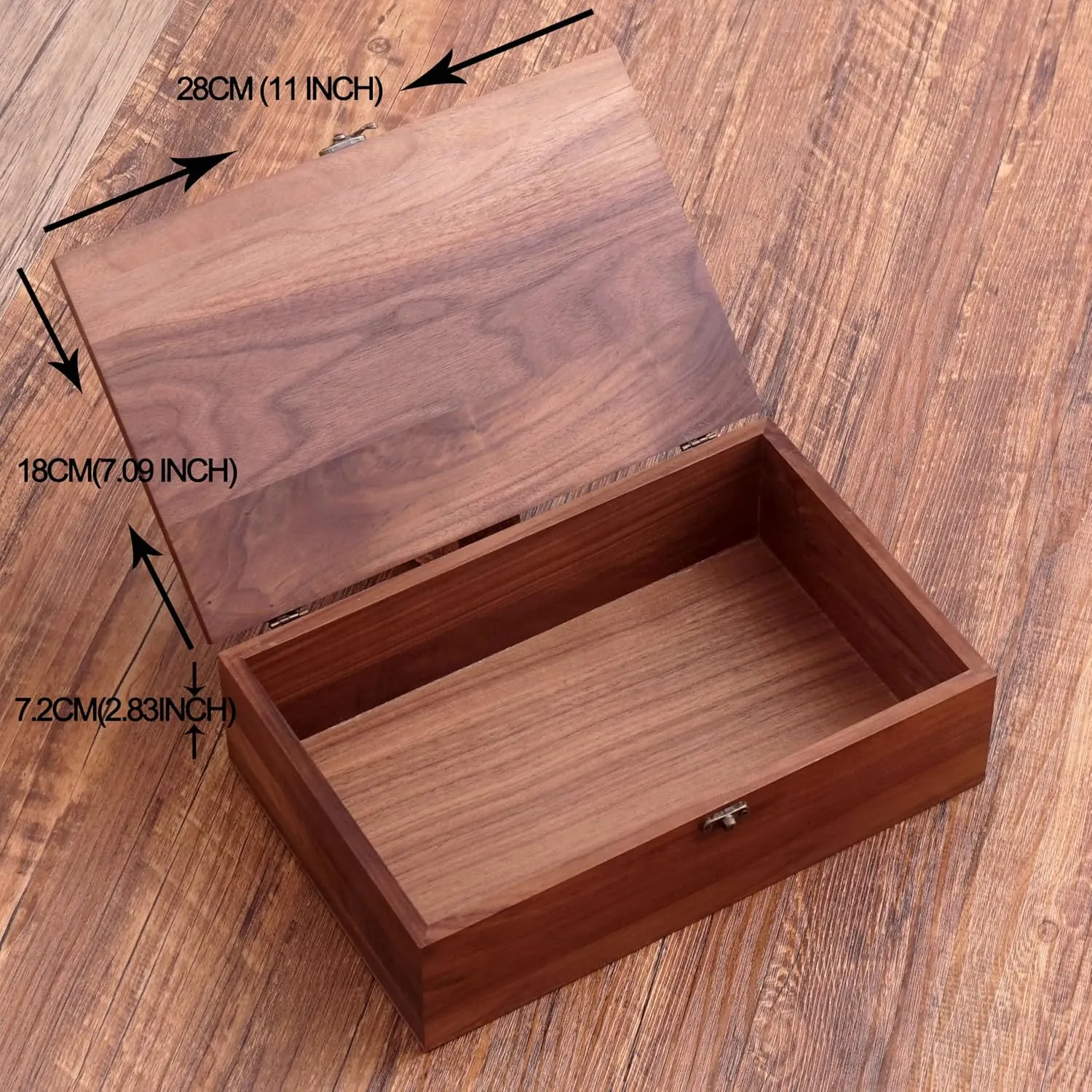 Walnut Wood Storage Box ??Handcrafted Organizer for Jewelry, Watches, Keepsakes??11"x7"x3.1" Multipurpose Storage Box
