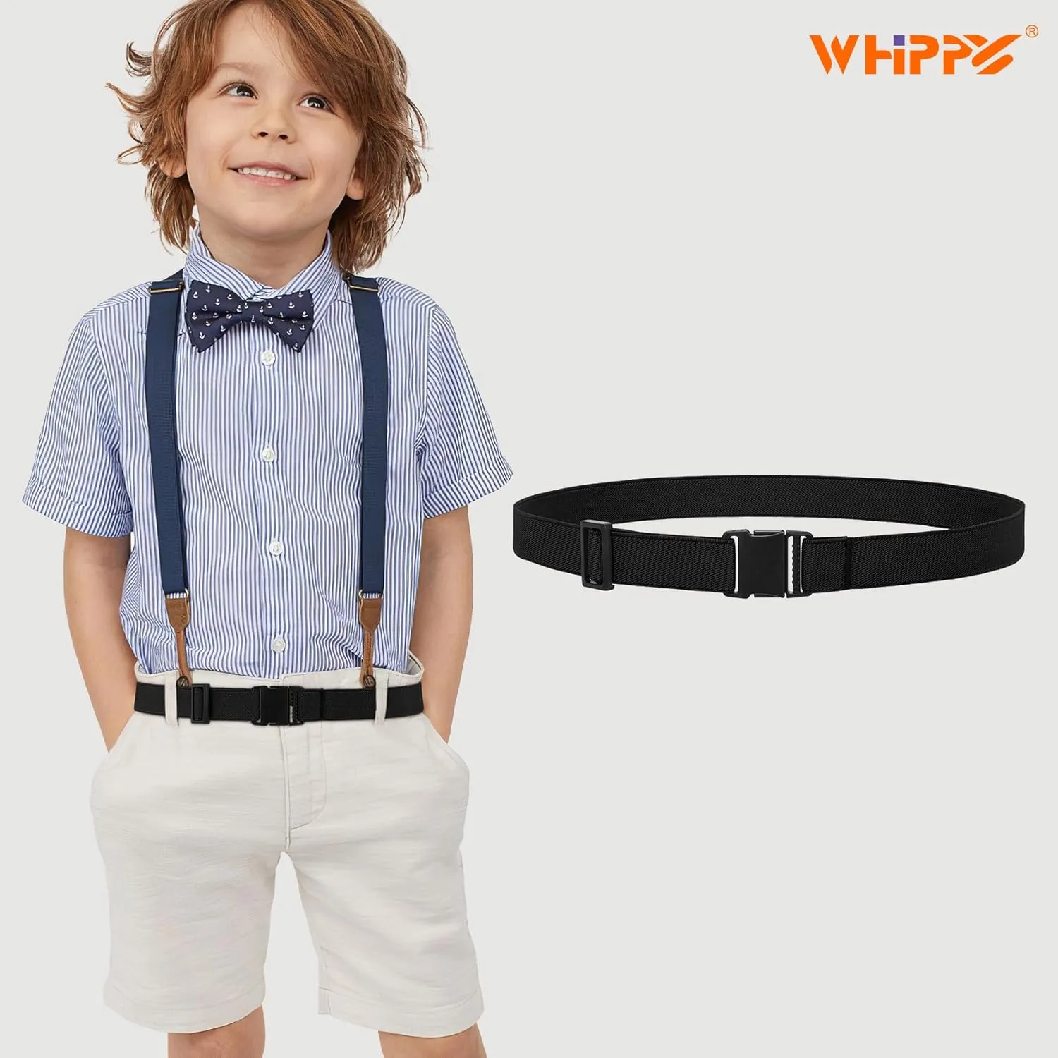 WHIPPY Elastic Kids Belt for Boys Girls - Stretch Invisible Belt with Adjustable Clip Buckle Latch Belts for School Sports