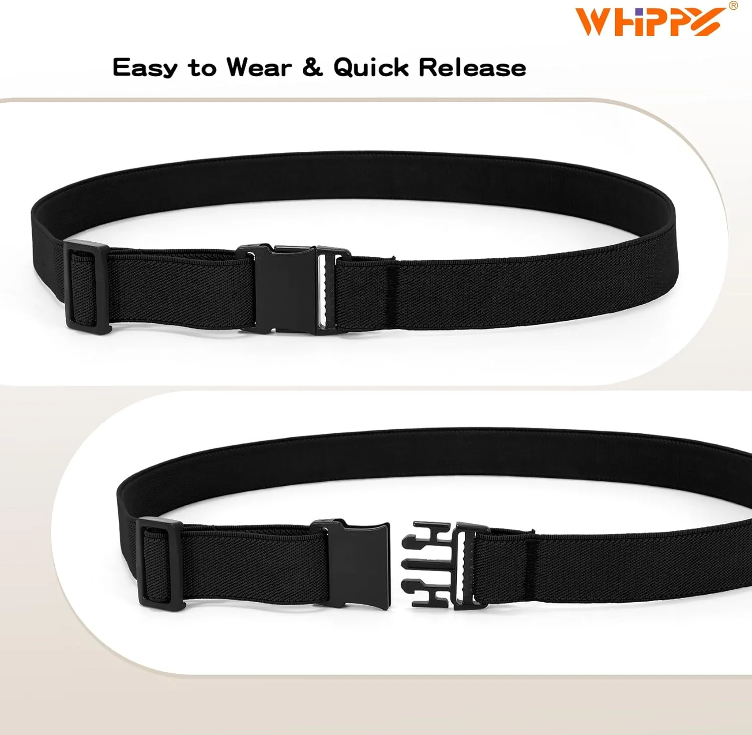 WHIPPY Elastic Kids Belt for Boys Girls - Stretch Invisible Belt with Adjustable Clip Buckle Latch Belts for School Sports