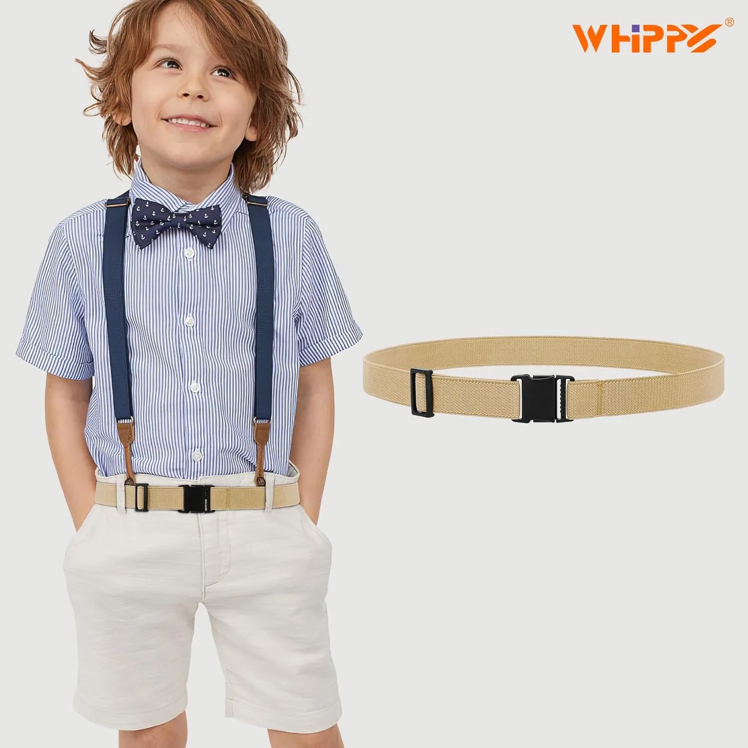 WHIPPY Elastic Kids Belt for Boys Girls - Stretch Invisible Belt with Adjustable Clip Buckle Latch Belts for School Sports