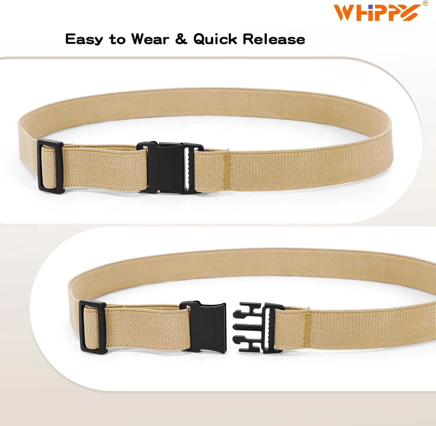 WHIPPY Elastic Kids Belt for Boys Girls - Stretch Invisible Belt with Adjustable Clip Buckle Latch Belts for School Sports