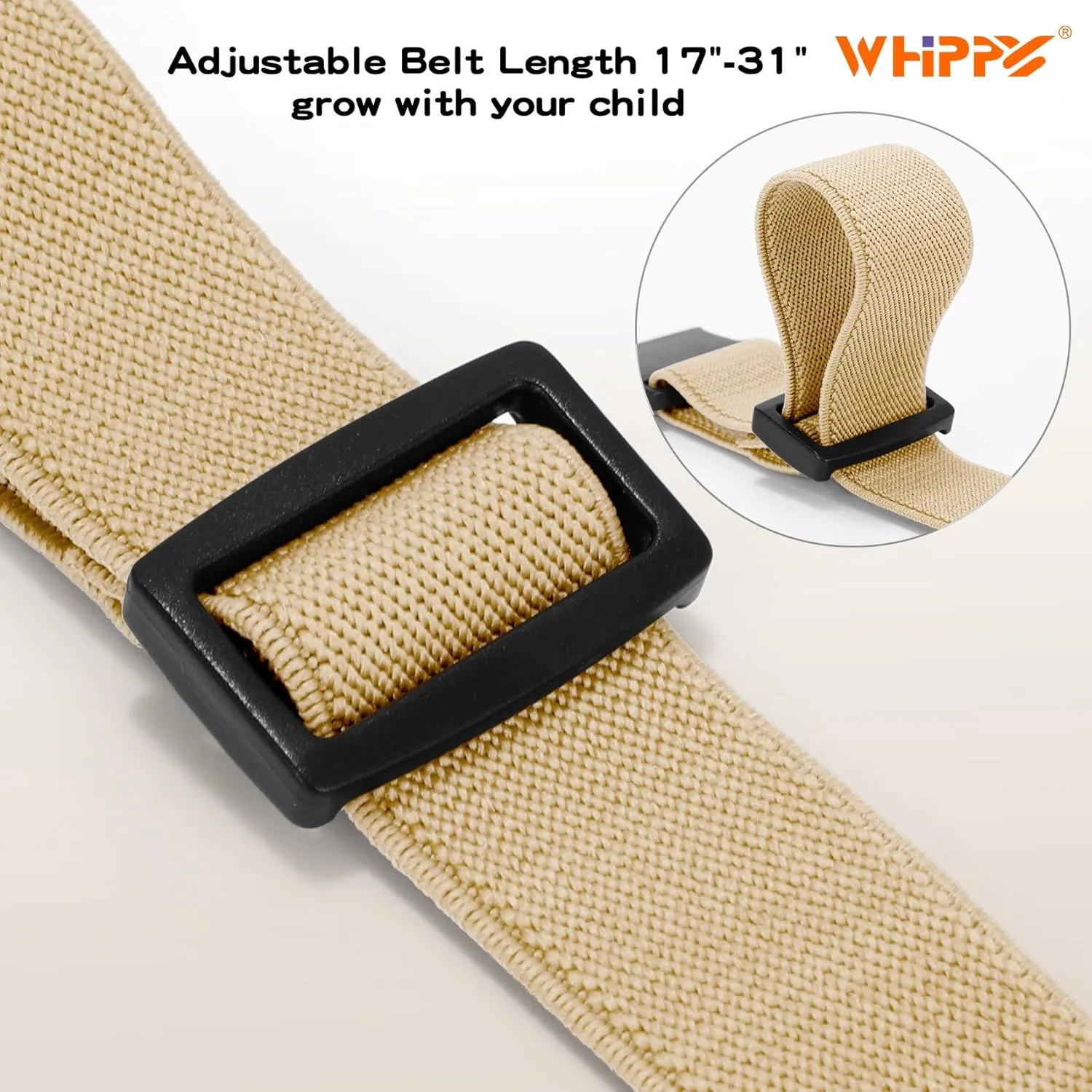 WHIPPY Elastic Kids Belt for Boys Girls - Stretch Invisible Belt with Adjustable Clip Buckle Latch Belts for School Sports