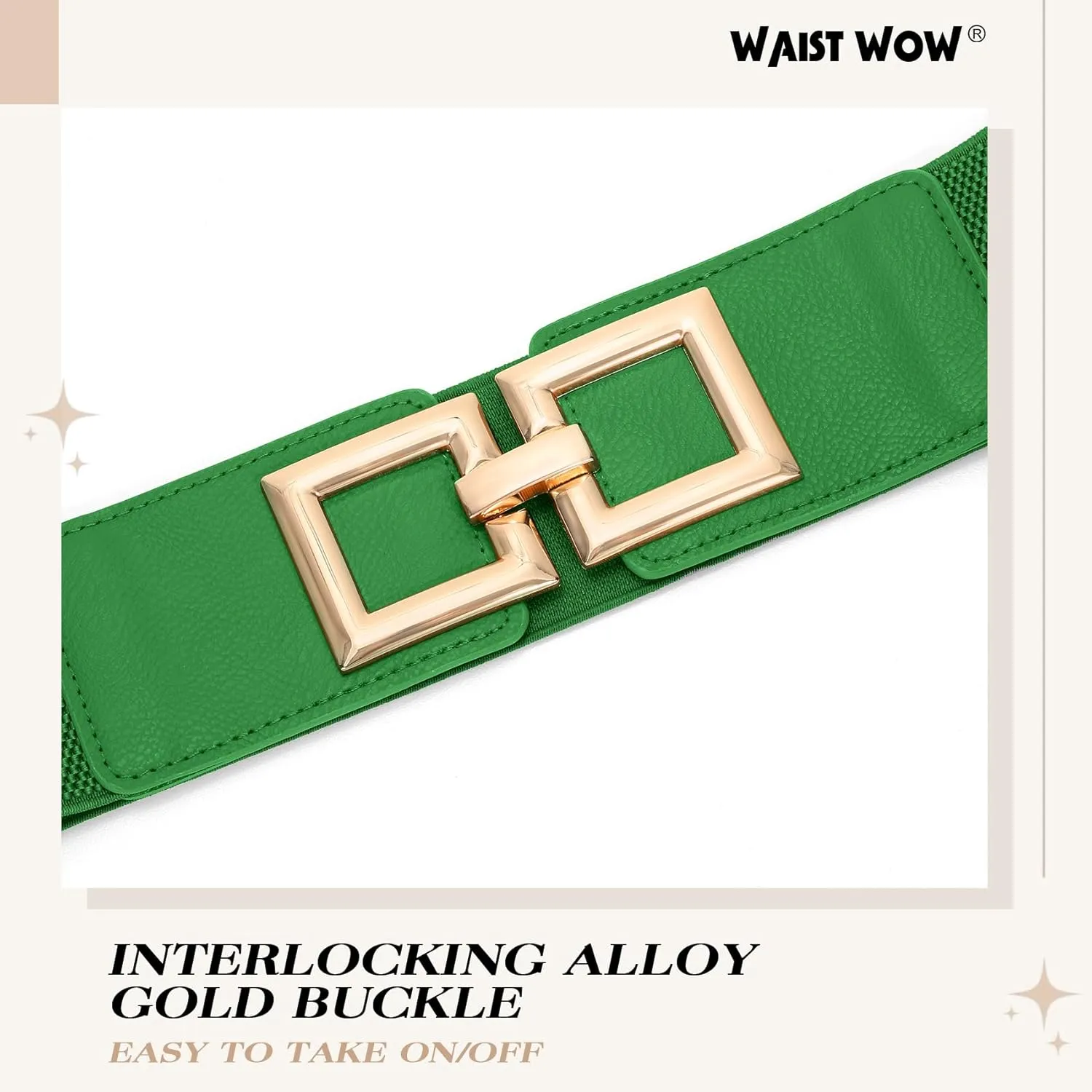 Wide Belts for Women Fashion Elastic Belt for Dresses Vintage Waist Belt Ladies Stretchy Belt Gold Buckle