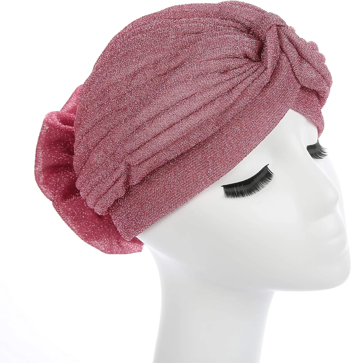 Women Elastic Glitter Big Flower Turban Chemo Beanie Hair Loss Chemo Cap Hat