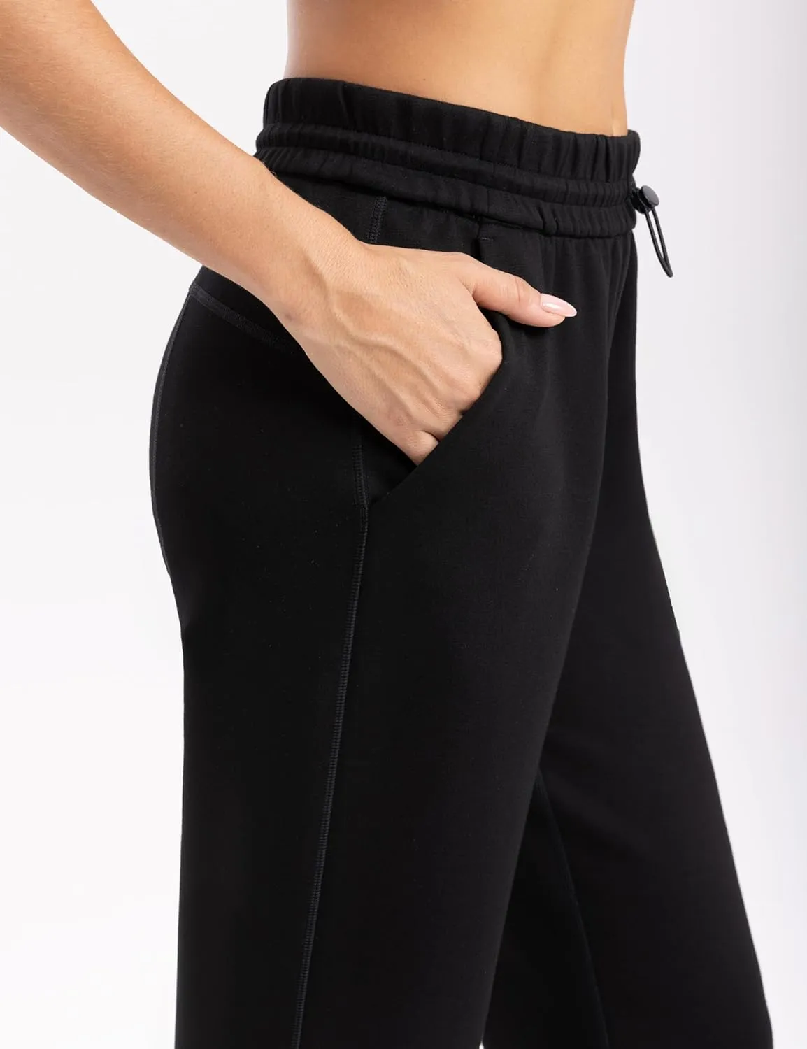 Women's Sweatpants with Pockets Elastic High Waisted Joggers Casual Straight Leg Drawstring Athletic Pants 31''