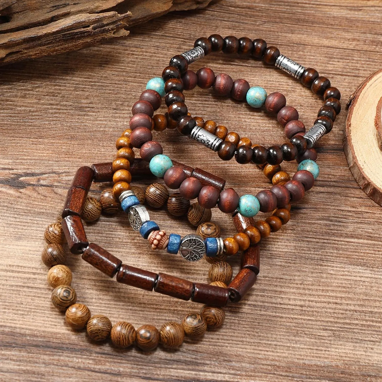 Wood Bead Necklace Africa Wooden Chain Statement Unisex Chunky Necklaces
