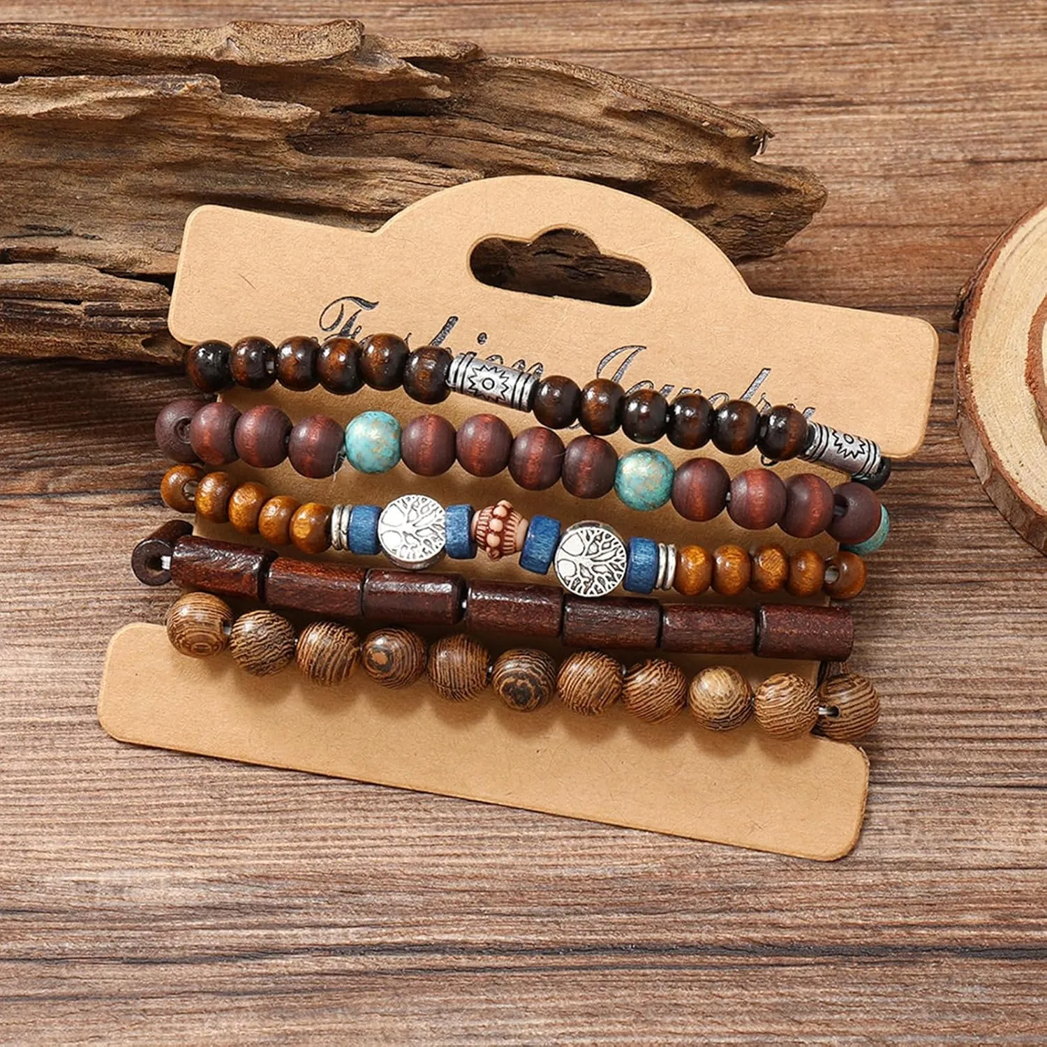 Wood Bead Necklace Africa Wooden Chain Statement Unisex Chunky Necklaces