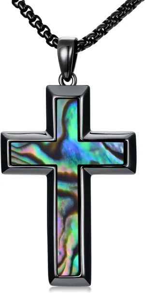 Wooden Cross Necklace for Men 925 Sterling Silver Fish Hook/Jesus Cross/Orthodox Necklace Christian Jewelry Meaningful Religious Gifts for Men