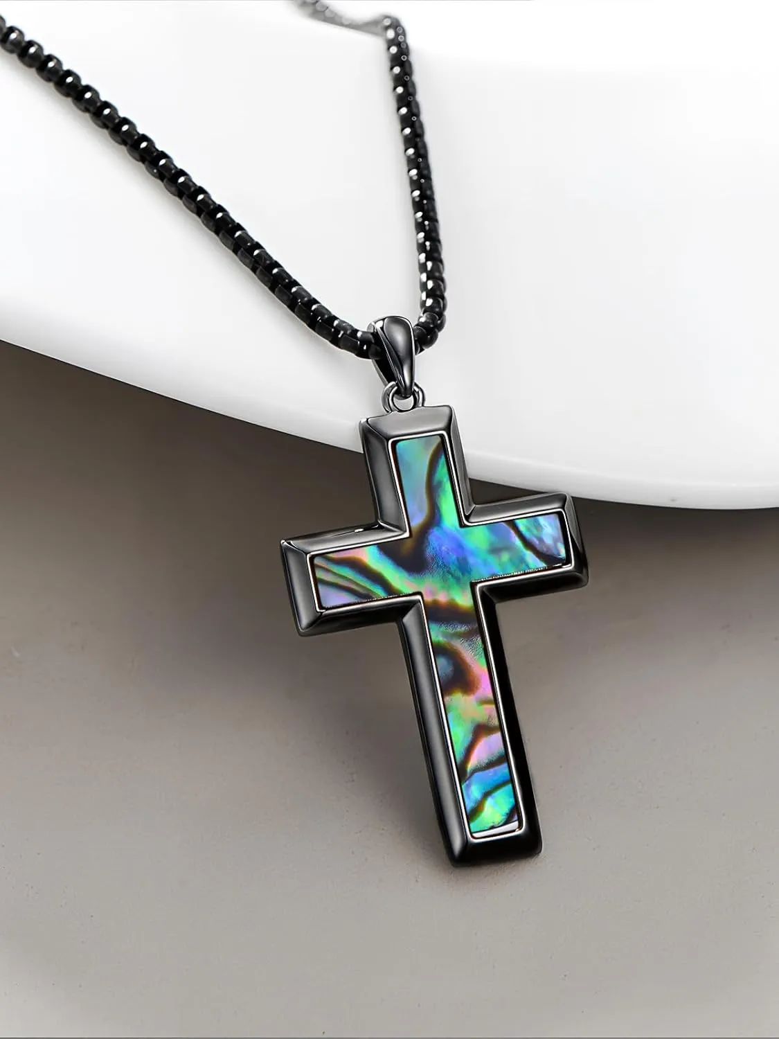 Wooden Cross Necklace for Men 925 Sterling Silver Fish Hook/Jesus Cross/Orthodox Necklace Christian Jewelry Meaningful Religious Gifts for Men