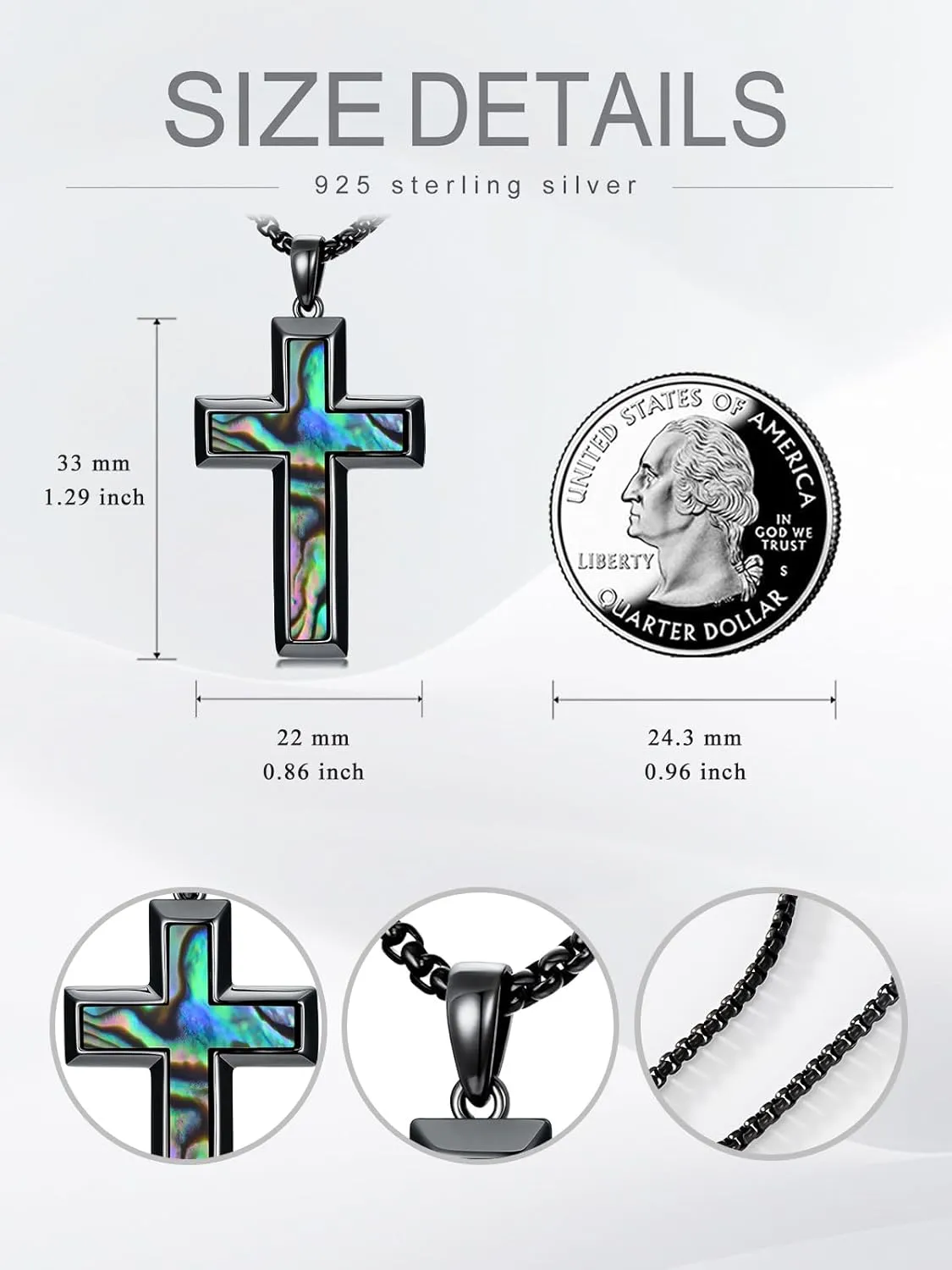Wooden Cross Necklace for Men 925 Sterling Silver Fish Hook/Jesus Cross/Orthodox Necklace Christian Jewelry Meaningful Religious Gifts for Men