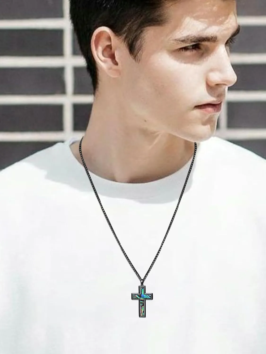 Wooden Cross Necklace for Men 925 Sterling Silver Fish Hook/Jesus Cross/Orthodox Necklace Christian Jewelry Meaningful Religious Gifts for Men