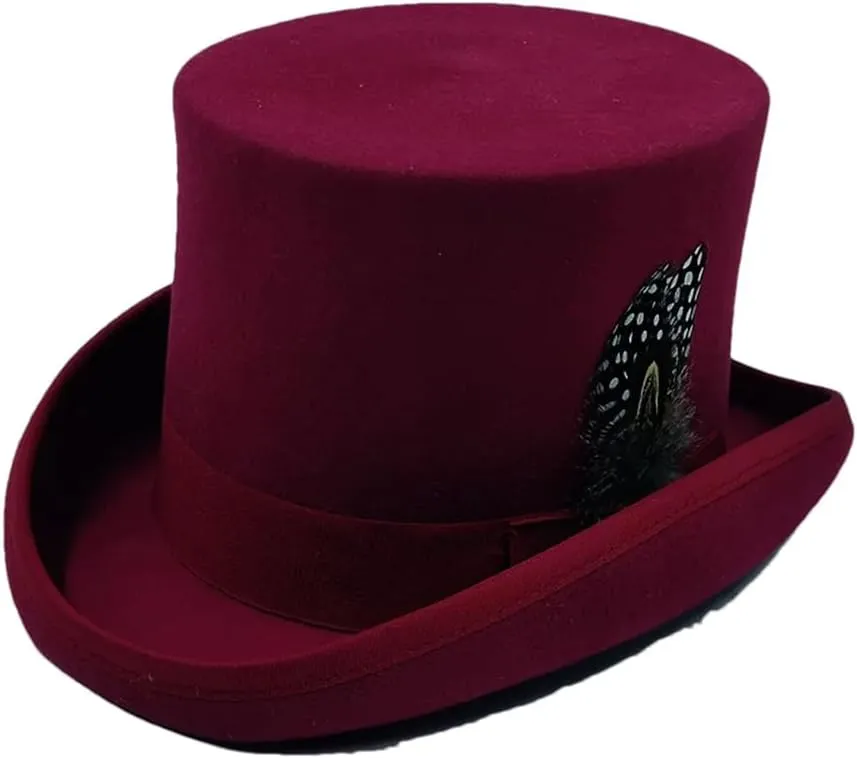 Wool Felt High Top Hat Wool Magician High Hat Jazz Top Hats Men and Women Flat Felt Hat Men's Costume Hats 44 S 55cm