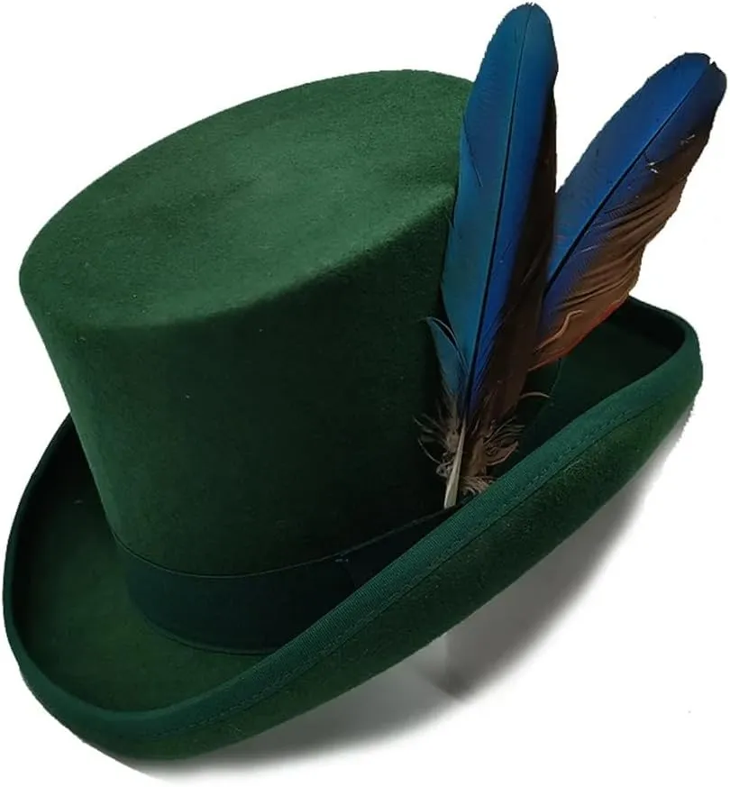 Wool Felt High Top Hat Wool Magician High Hat Jazz Top Hats Men and Women Flat Felt Hat Men's Costume Hats