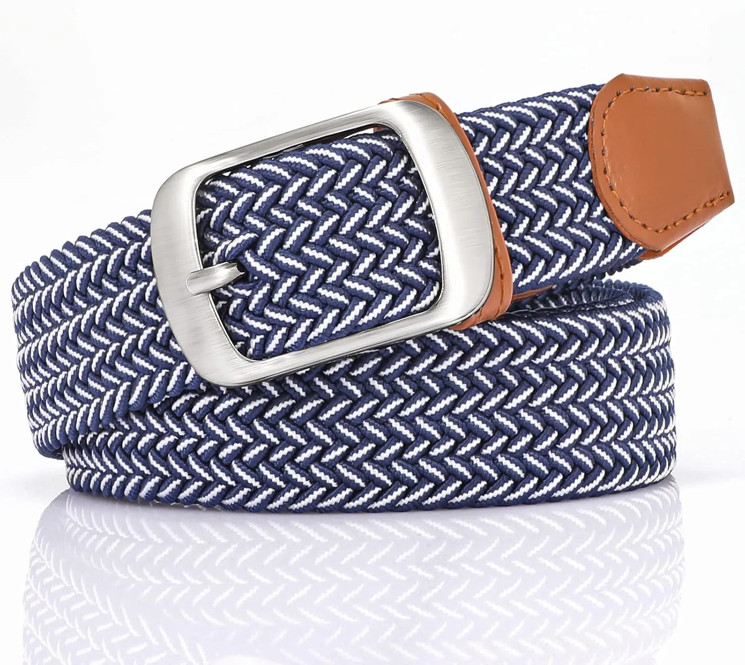 XZQTIVE Braided Belt Stretch Belt for Men and Women Multicolored Woven Golf Belt Elastic Jean Belts