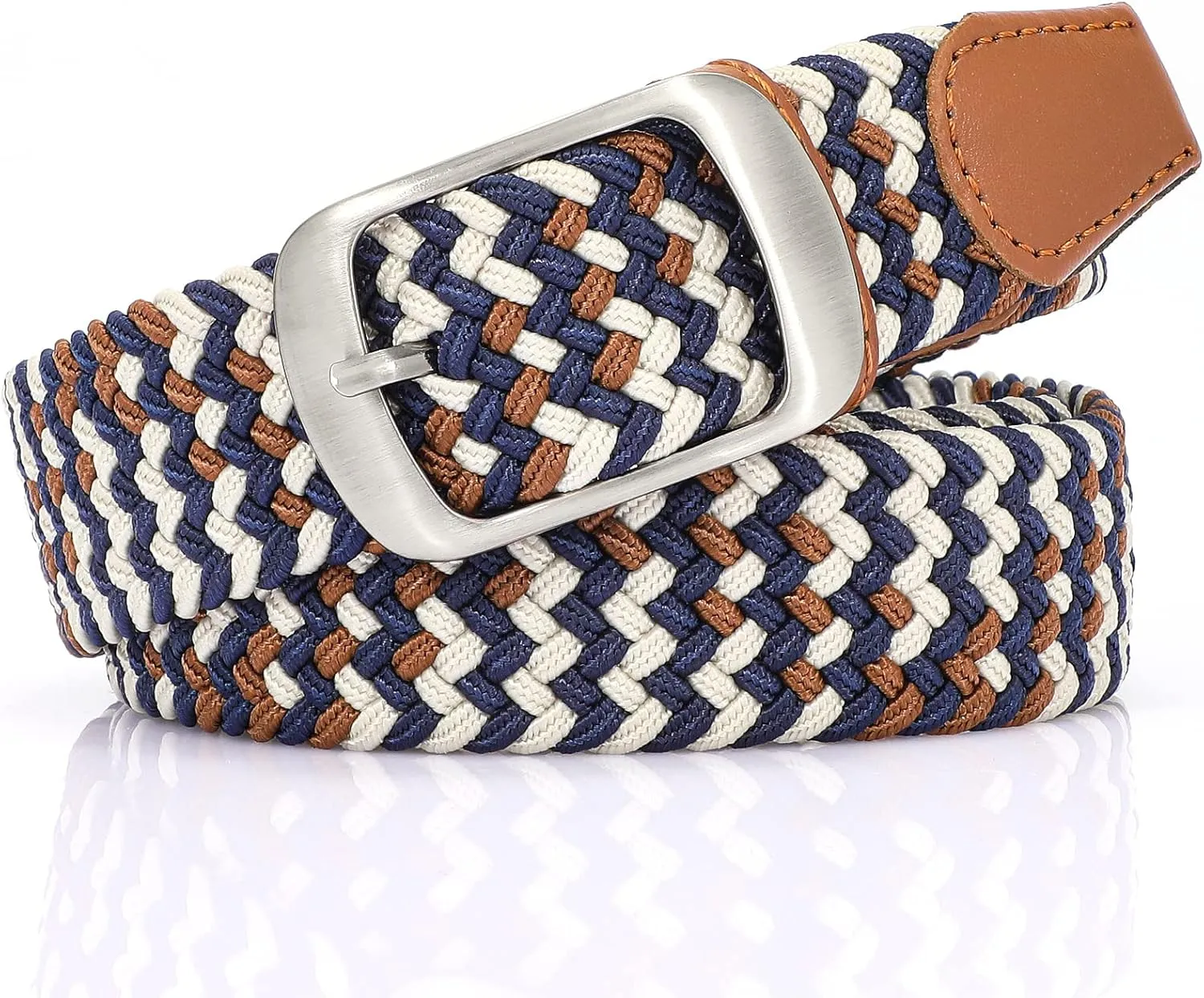 XZQTIVE Braided Belt Stretch Belt for Men and Women Multicolored Woven Golf Belt Elastic Jean Belts