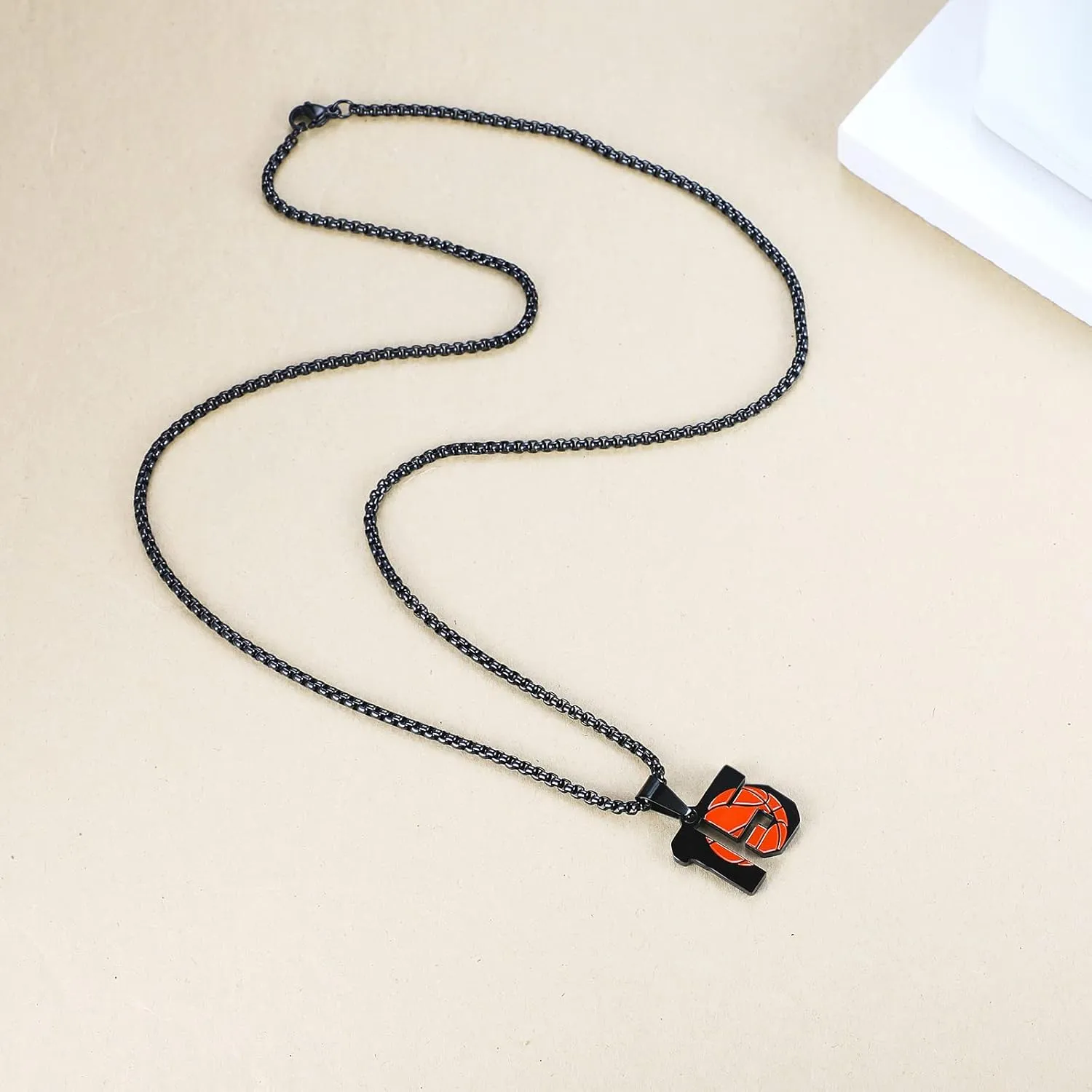 ZRAY Basketball Number Necklace for Men Black 0-99 Athletes Jersey Number Stainless Steel Chain Number Charm Pendant Personalized Sports Jewelry Basketball Gift for Men